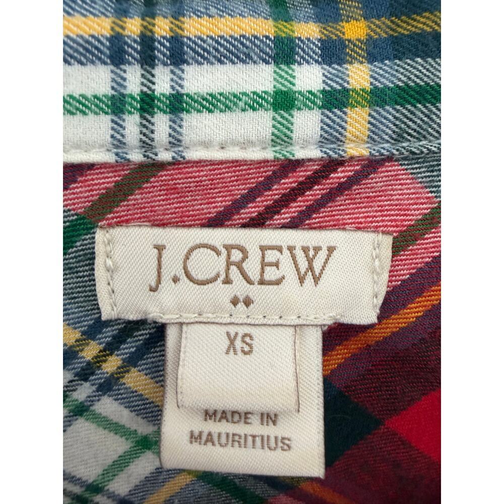 *J.CREW* Plaid Cottagecore Popover Flannel Shirt Tartan Pattern Women's XS - Picture 4 of 7